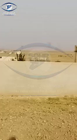 Turkish forces bombard with heavy artillery the village of Shweik Shash in the western countryside of Tal Abyad, north of Raqqa Governorate