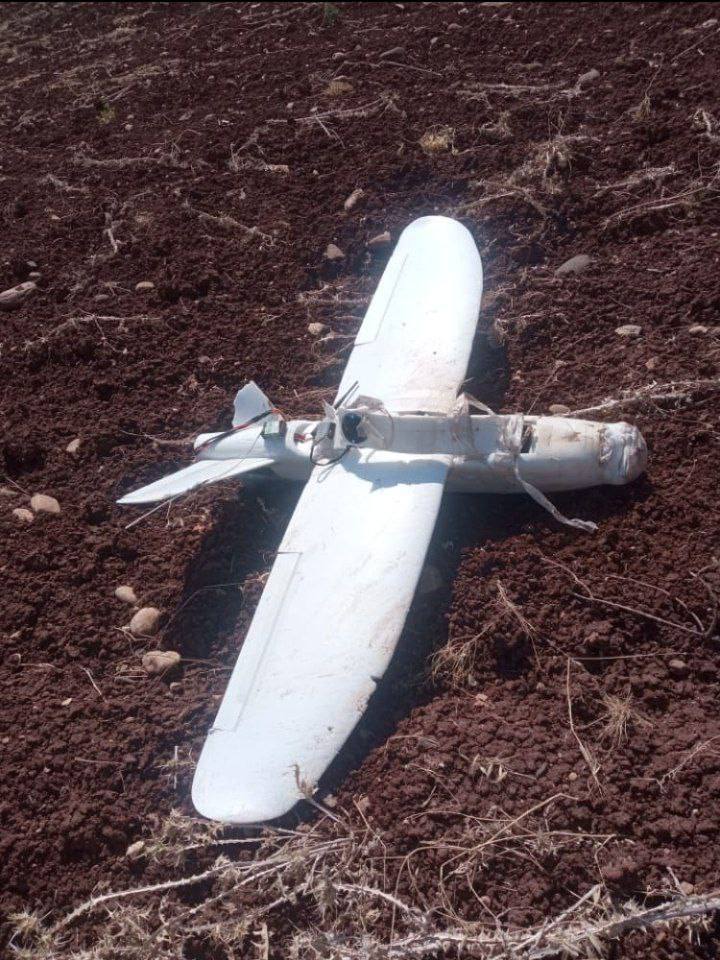 SDF drone fell down on the farms of al-Malikiya, Azaz, northern Aleppo