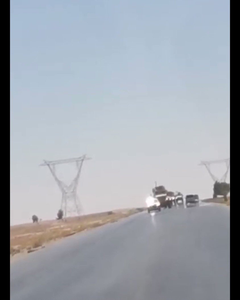 A video showing the entry of a military convoy of the international coalition forces into the city of Al-Hasakah from the direction of the Panorama roundabout.
