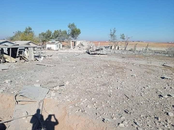 NE. Syria: aftermath of Turkish airstrikes launched last night. SDF/YPG base close to the Dahr Arab Silos (N. Hasakah) was destroyed. Position possibly shared with government troops (casualties reported from that area)