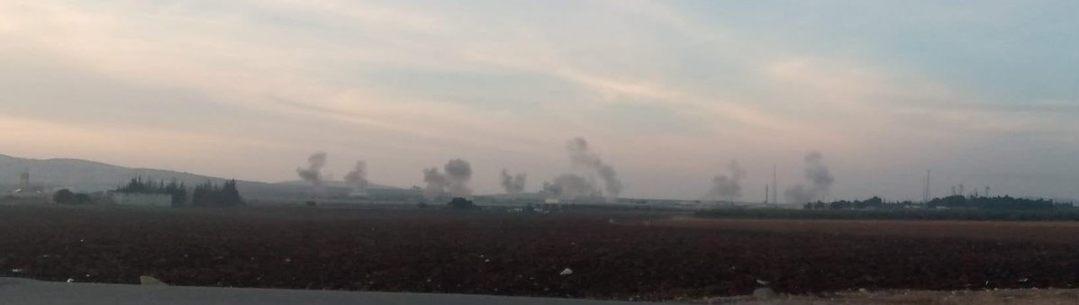 Journalist Mohamed Abu Hamza took this photo from SDF's targeting the Bab al-Salama (Azaz/Kilis) border crossing between Syria and Turkey