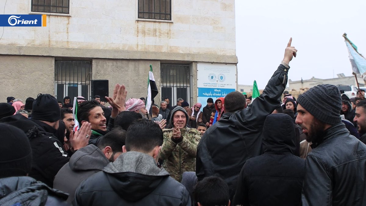 Demonstrators in Kafr Losin, rural Idlib, renew their refusal to reconcile with Assad's militia