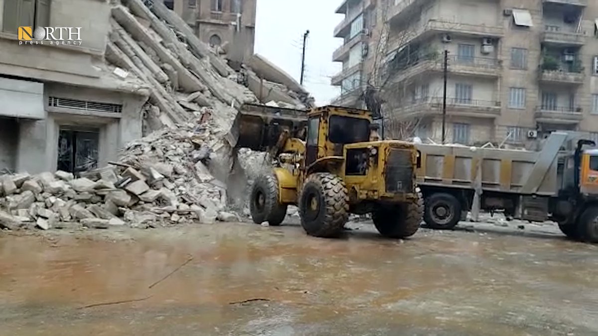 People stuck under collapsed building in Aleppo's al-Aziziyah neighborhood