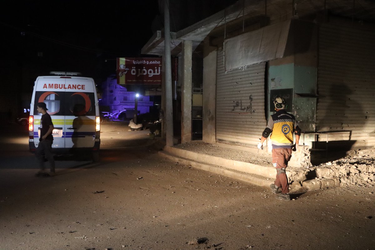 Syrian Civil Defense teams inspected the residential neighborhoods that were subjected to missile strikes by government forces in the city of Dana in the northern countryside of Idlib after midnight, Saturday, October 7, and confirmed that there were no casualties