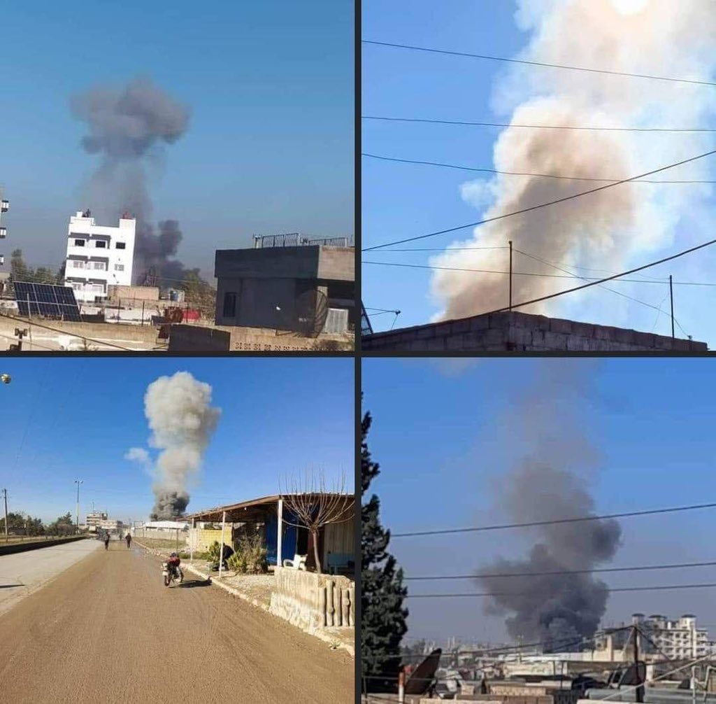 Turkey bombed 14 locations until 3:46 PM syrian local time. The targeted locations In Qamishlo, Amouda, Tirbespiyê and Kobani is: the vicinity of the prison that contains members ISIS, Simav printing press, cement facility, grain silos, sewing factory, train station, wedding hall, olive factory, parking garage
