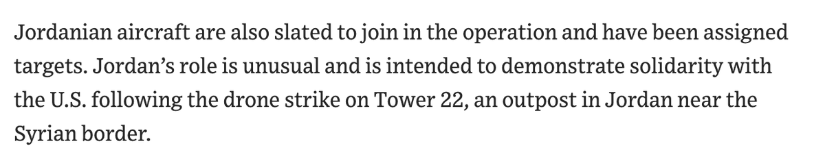 Jordanian aircraft are also slated to join in the US operation and have been assigned targets - WSJ