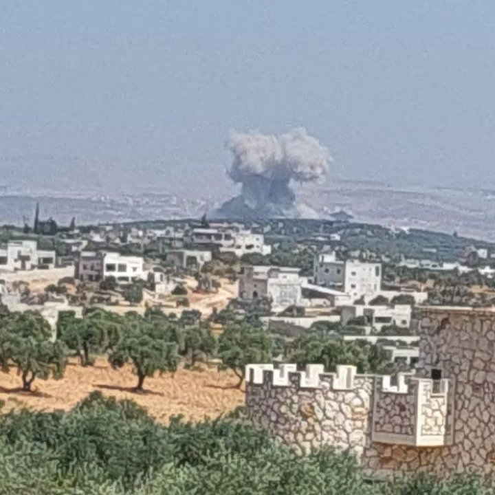 Russia carried out several airstrikes this morning bombing area of Arab Saed in the West Idlib countryside