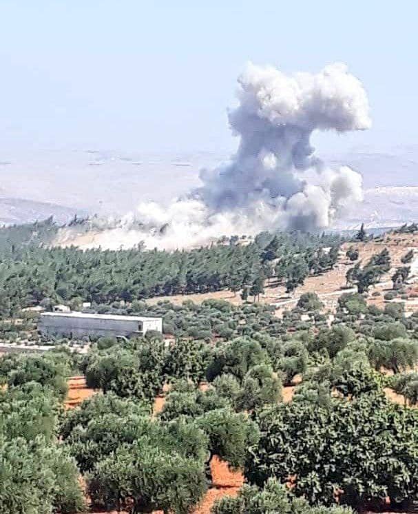 Russia carried out several airstrikes this morning bombing area of Arab Saed in the West Idlib countryside