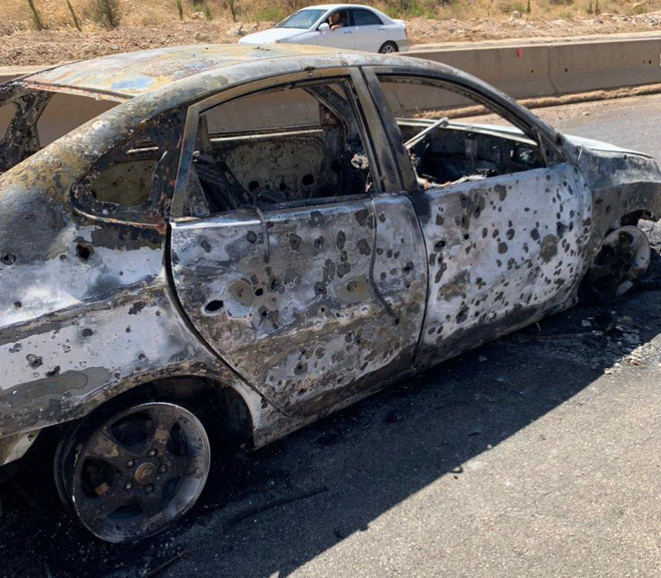 Syrien: Folgen des israelischen Angriffs auf ein Auto in der Provinz West-Damaskus. Ein Toter