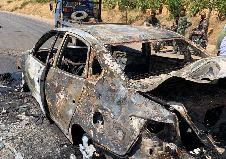 Syrien: Folgen des israelischen Angriffs auf ein Auto in der Provinz West-Damaskus. Ein Toter