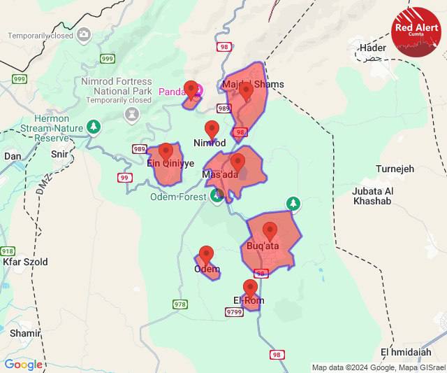 Syreny alarmowe bezzałogowych statków powietrznych w społecznościach w północnej części rady regionalnej Golan