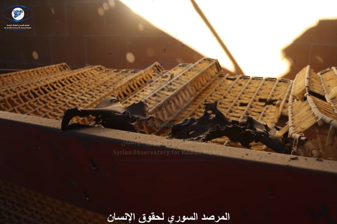 “SOHR camera” captures the damage to a bread bakery caused by Turkish airstrikes on Amuda city in Al-Qamishli countryside in northern Al-Hasakah