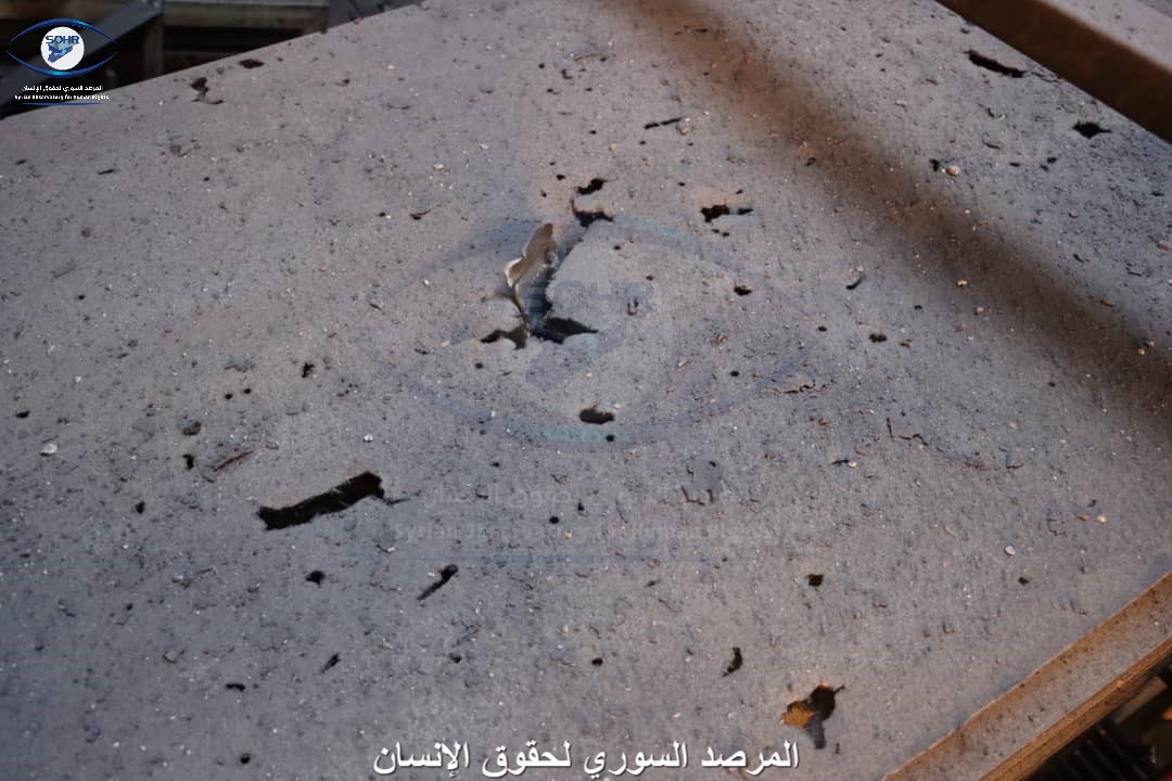 “SOHR camera” captures the damage to a bread bakery caused by Turkish airstrikes on Amuda city in Al-Qamishli countryside in northern Al-Hasakah