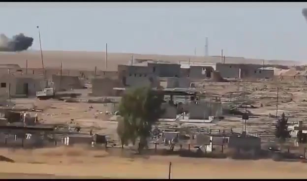 A video showing ongoing airstrikes and artillery shelling by the Turkish army on the outskirts of the town of Ain Issa in northern Raqqa countryside