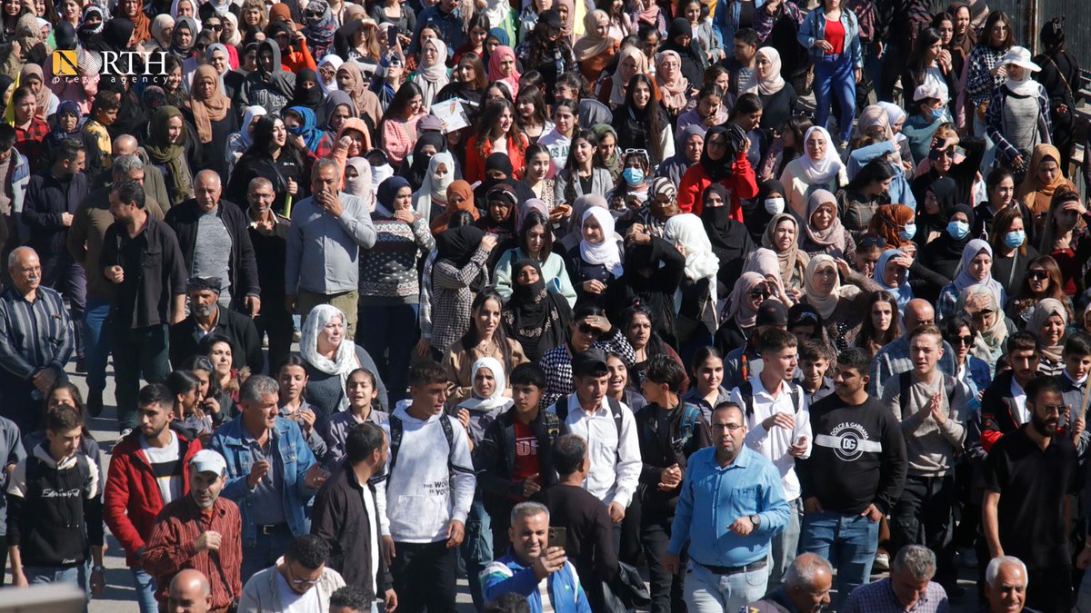 People of Qamishli city in NE_Syria protest against Turkey's airstrikes on their areas.Qamishli - Nalin Ali - North Press