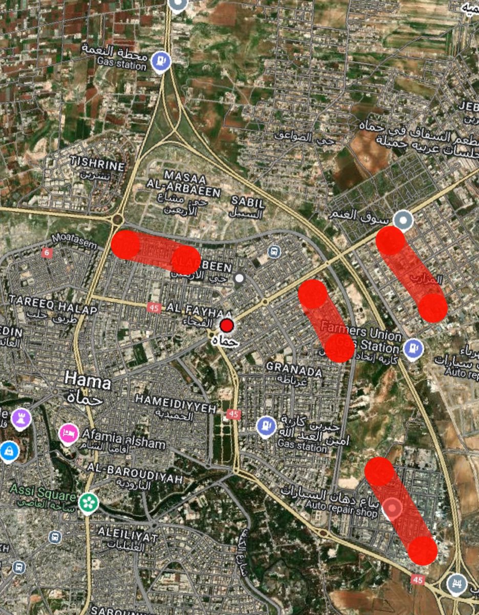 Syrian rebels call on resident of Hama city center to leave the red marked area for their own safety