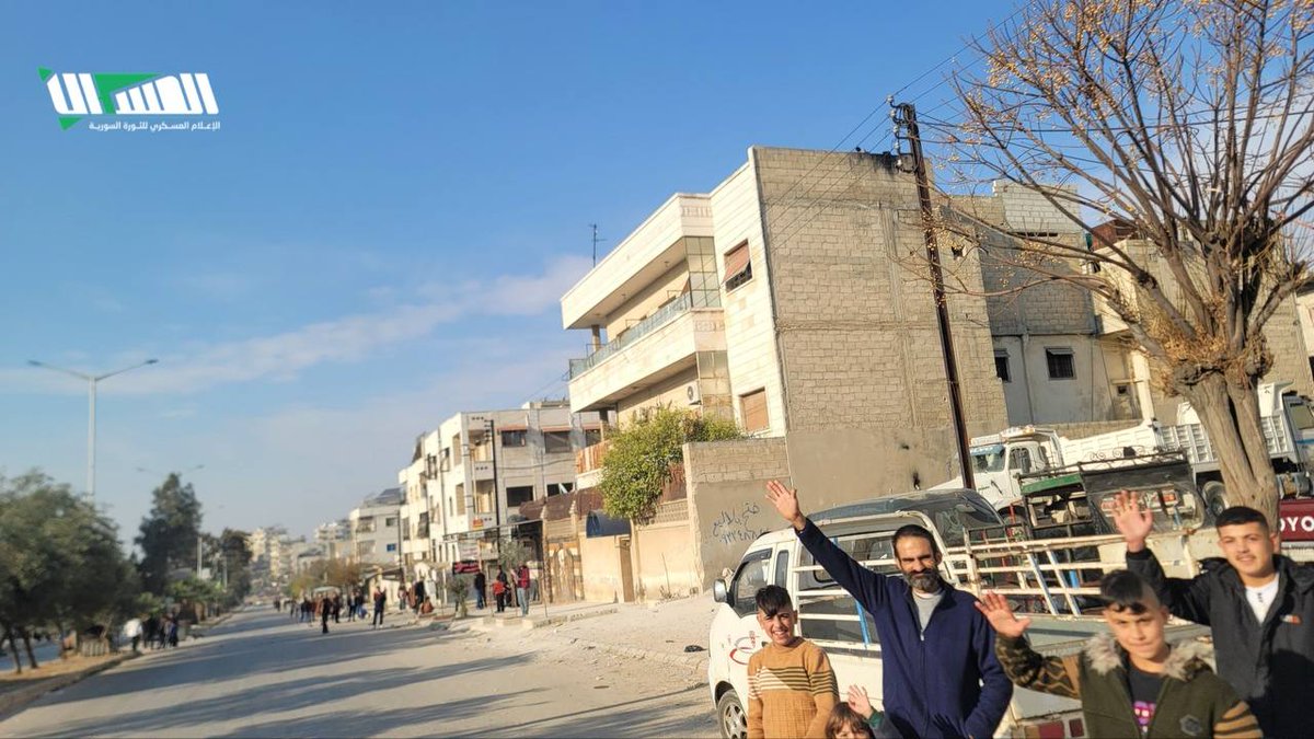 Hama city after it was stormed by the Military Operations Department and the Assad government announced its withdrawal from it