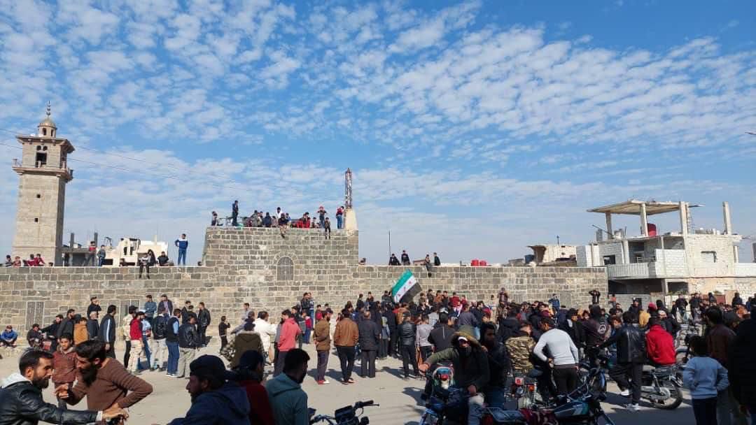 27/ A protest in the Omari Mosque square in Daraa al-Balad, in Daraa city