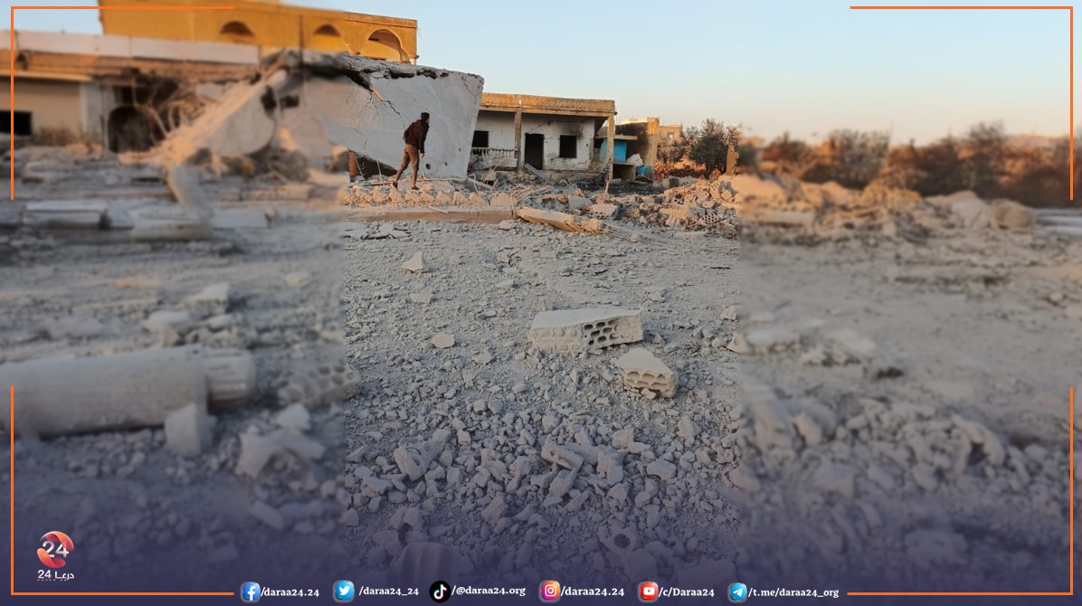 A raid on the town of Nahta in the eastern countryside of Daraa Governorate, and a child was injured as a result. He is from Deir Ezzor, where he lives in the town with his family. Two raids were also carried out on the outskirts of the city of Al-Harak, and one raid on the outskirts of the town of Umm Al-Mayadin