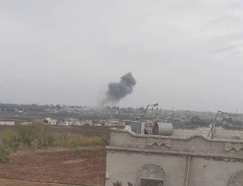 Casualties, including children, in airstrikes by warplanes on the village of Al-Ghanto in the northern Homs countryside