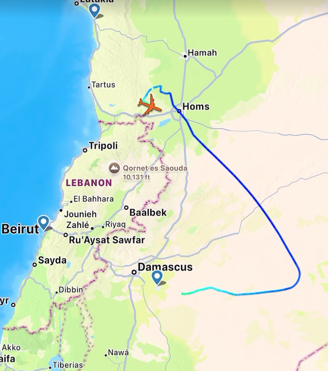 A Syrian plane from Damascus descended near the Lebanese border.