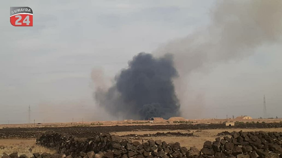 Israeli airstrikes in Suwayda province. Khalkhakah Airbase is bombed