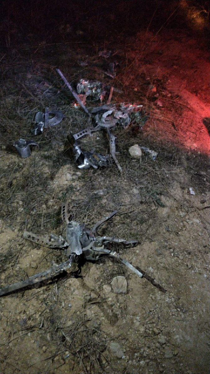 Explosions heard a short while ago on the Armanaz Kafr Takharim road west of Idlib. News says a coalition drone targeted it with three Ninja missiles. One of the missiles hit high-tension wires, causing a power outage in the area.