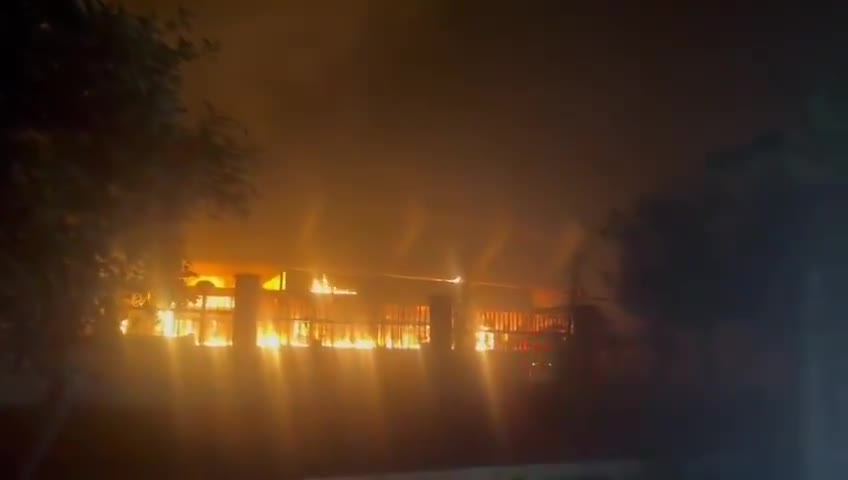 Fire in Aleppo International Stadium