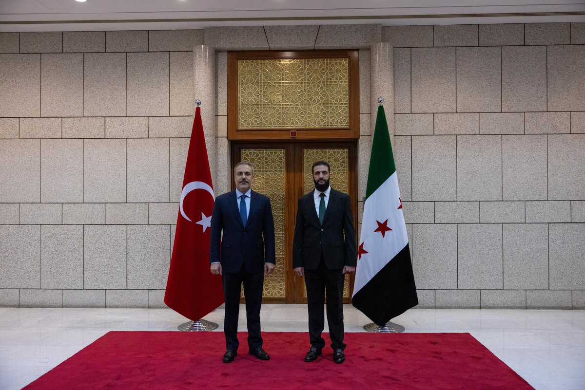 Turkiye's Foreign Minister Hakan Fidan today in Damascus meeting Syria's interim leader Ahmet al Sharaa