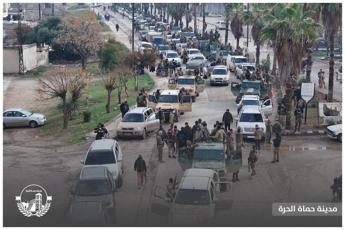 A convoy of the Command of Military Operations is heading to the countryside of Hama to support the General Security Forces in maintaining security