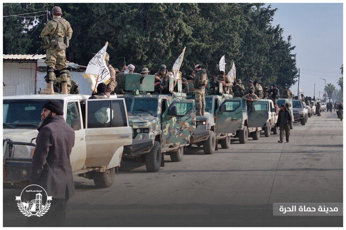 A convoy of the Command of Military Operations is heading to the countryside of Hama to support the General Security Forces in maintaining security