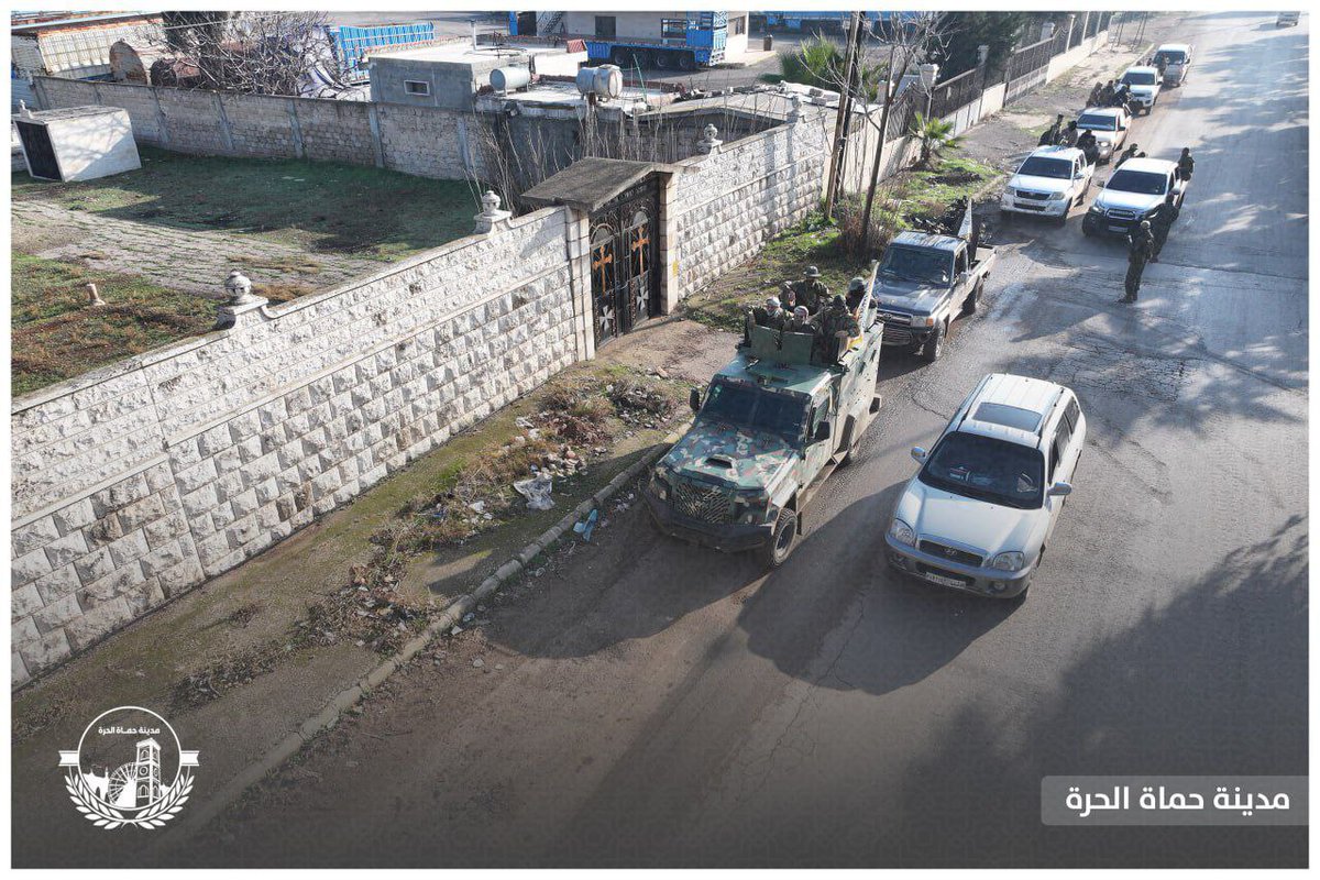 A convoy of the Command of Military Operations is heading to the countryside of Hama to support the General Security Forces in maintaining security