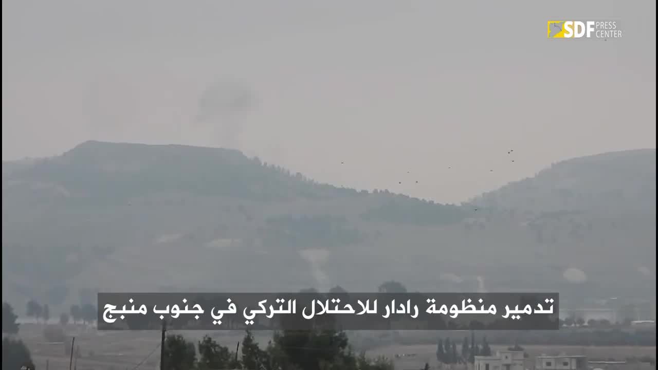 The SDF released video of two ATGM strikes against a Turkish cobra-mounted counterbattery system at a base they established near the Qara Qawzaq bridge, which led to its destruction. This vehicle was previously seen in an earlier FPV strike, but unidentified