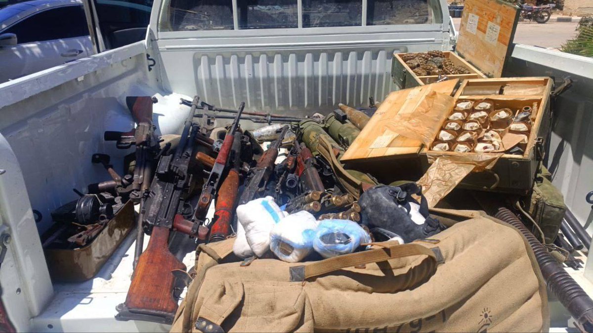 Weapons, which include rocket launchers and their ammo in addition to sniper equipment, seized today amidst combing operations in area of Sahnayah (S. Damascus suburb)