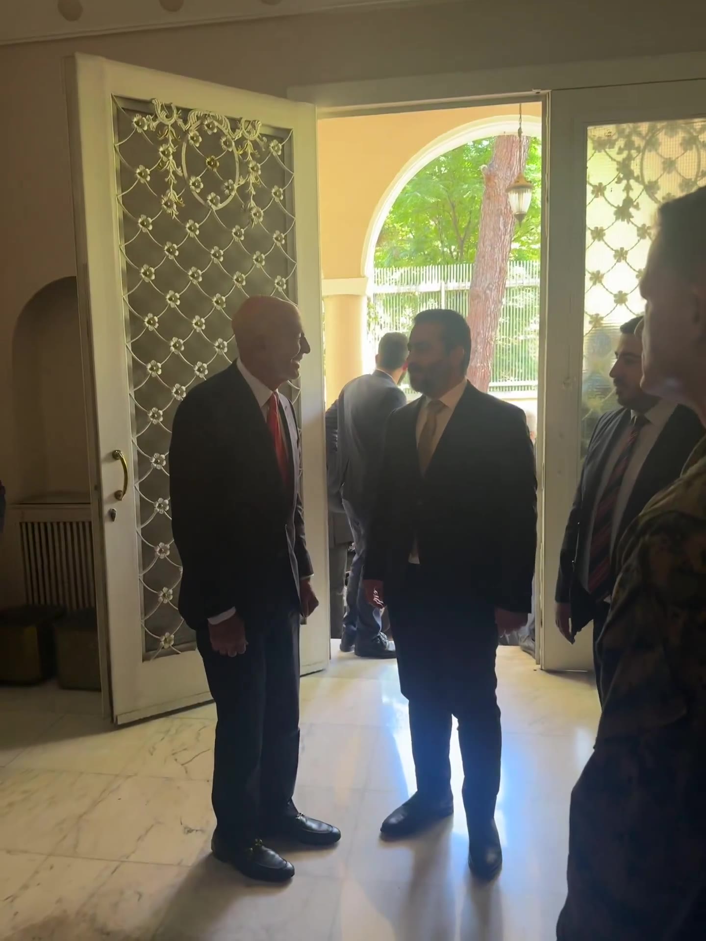 US Special Envoy to Syria Thomas Barrack in Damascus:  US Special Envoy to Syria Thomas Barrack in Damascus: 

—Trump will declare that Syria is not a state sponsor of terror: “Thank God, the issue of state sponsor of terrorism is gone with the Assad regime being finished”; —US wants Israel-Syria peace, believes it’s “solvable problem”; —“I’d say we need to start a with just a non-aggression agreement, talk about boundaries and borders.”
