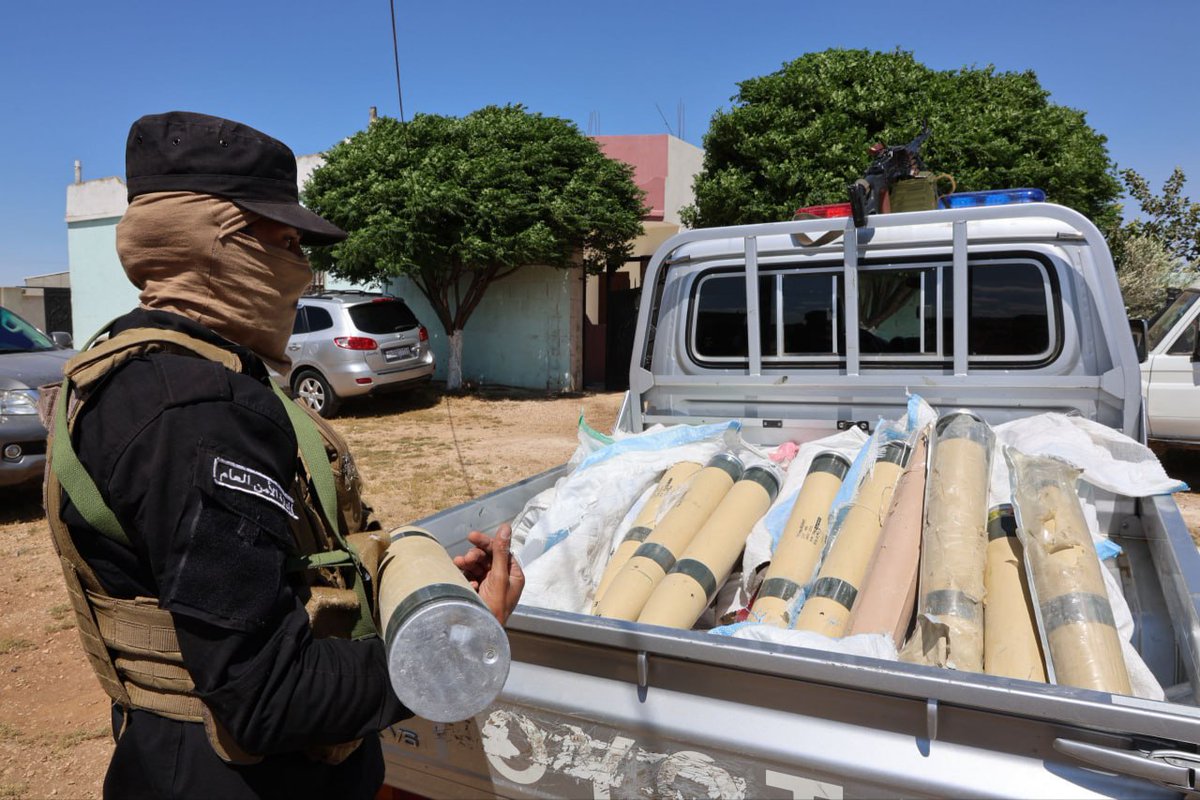 Internal Security: We were able to arrest a number of outlaws in the village of Umm al-Dawali in the Homs countryside, Talkalakh area, and seize a warehouse containing weapons and ammunition.