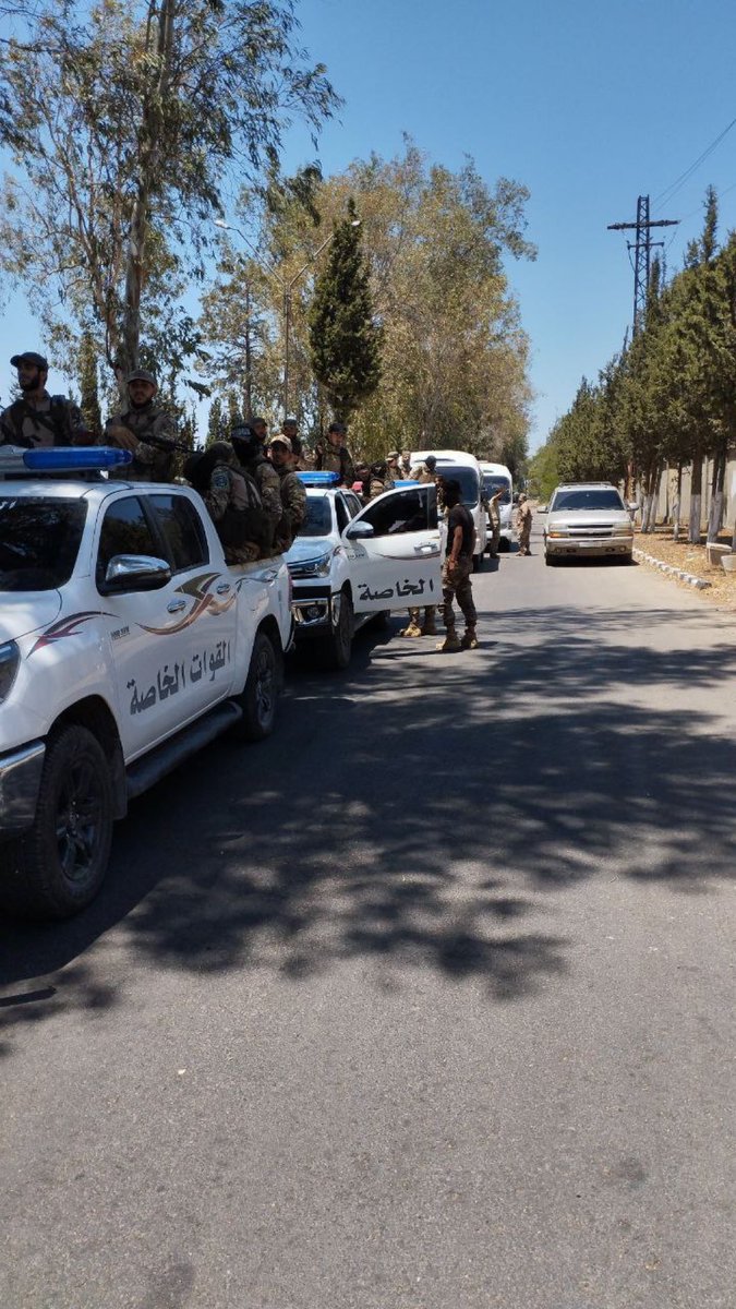 Convoys of the 52nd Special Forces Division, Ali bin Abi Talib Brigade, set out towards Sweida to extend state control and disarm outlawed gangs