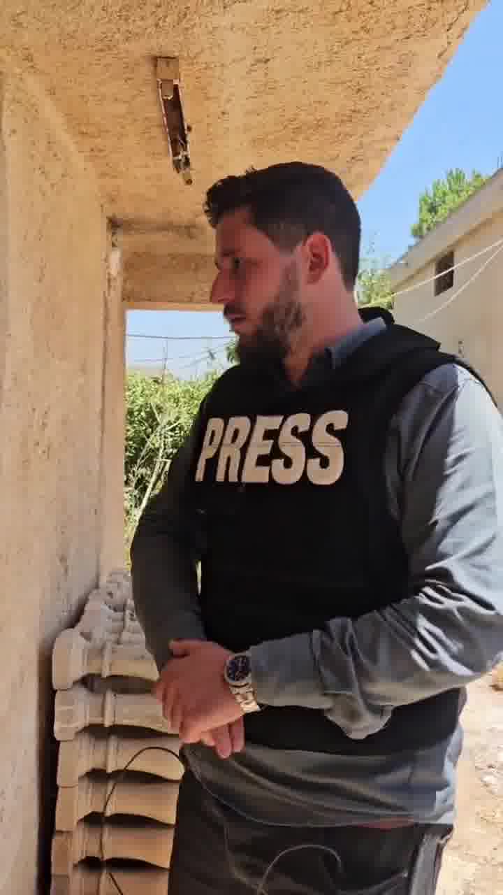 Journalist Malik Abu Obeida reassured families inside the town of Al-Dour in the western countryside of Sweida after the Ministry of Defense forces entered Sweida.