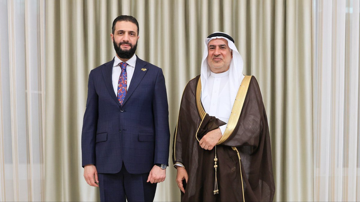 President Ahmad al-Shara received Dr. Abdullah bin Ali al-Dubaikhi, Assistant Minister of Investment of the Kingdom of Saudi Arabia, at the People's Palace in Damascus. During the meeting, prospects for joint investment cooperation and ways to push it to broader levels that serve the interests of the two countries were reviewed.