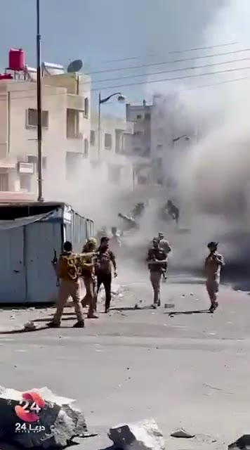 Scenes of violent clashes in several neighborhoods in Sweida and the pursuit of militias that have refused to surrender their weapons so far.