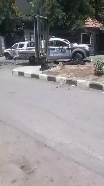 The convoy that was targeted by an Israeli drone a short while ago in Sweida