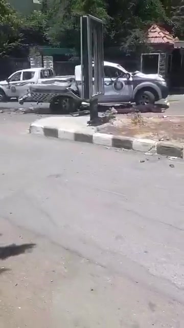 The convoy that was targeted by an Israeli drone a short while ago in Sweida