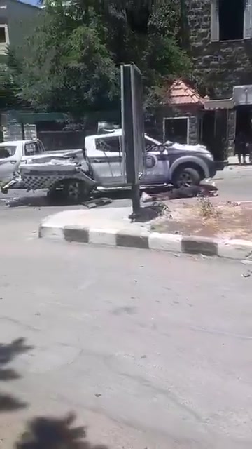 The convoy that was targeted by an Israeli drone a short while ago in Sweida