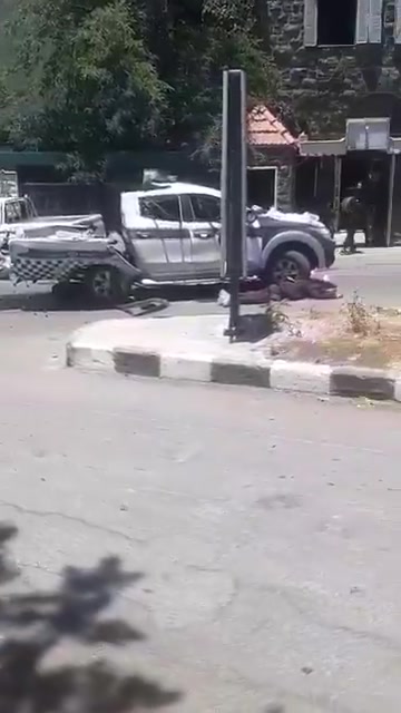 The convoy that was targeted by an Israeli drone a short while ago in Sweida