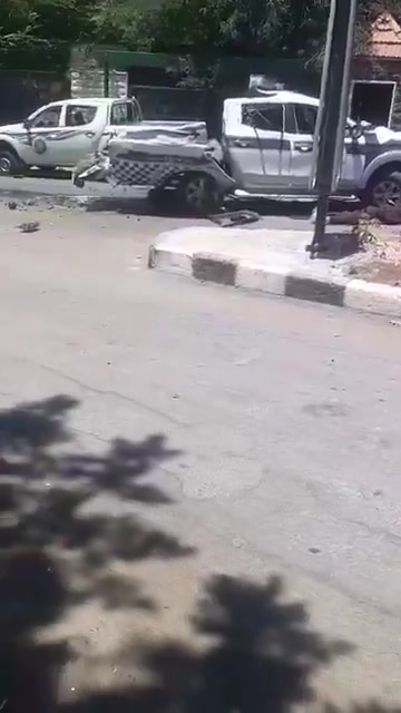 The convoy that was targeted by an Israeli drone a short while ago in Sweida