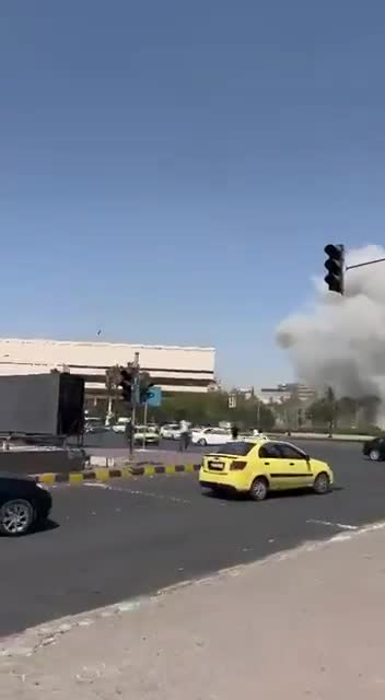 Footage of the Israeli bombing of the Syrian General Staff building in Damascus. A second Israeli raid targets the vicinity of the General Staff building in Damascus.