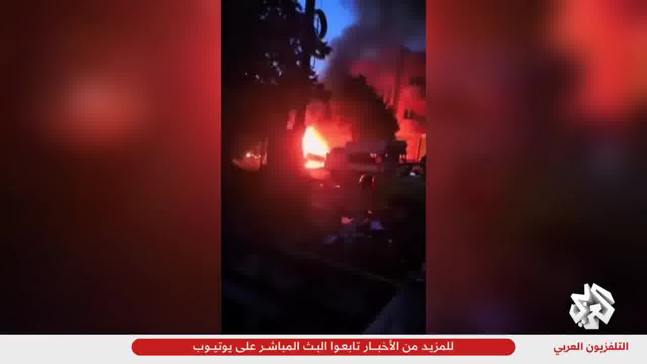 Footage of an Israeli airstrike targeting a Syrian security forces checkpoint at the entrance to the city of Sweida