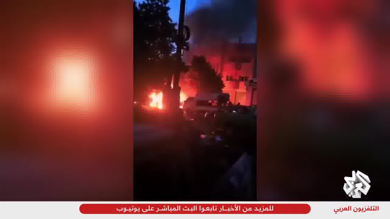 Footage of an Israeli airstrike targeting a Syrian security forces checkpoint at the entrance to the city of Sweida