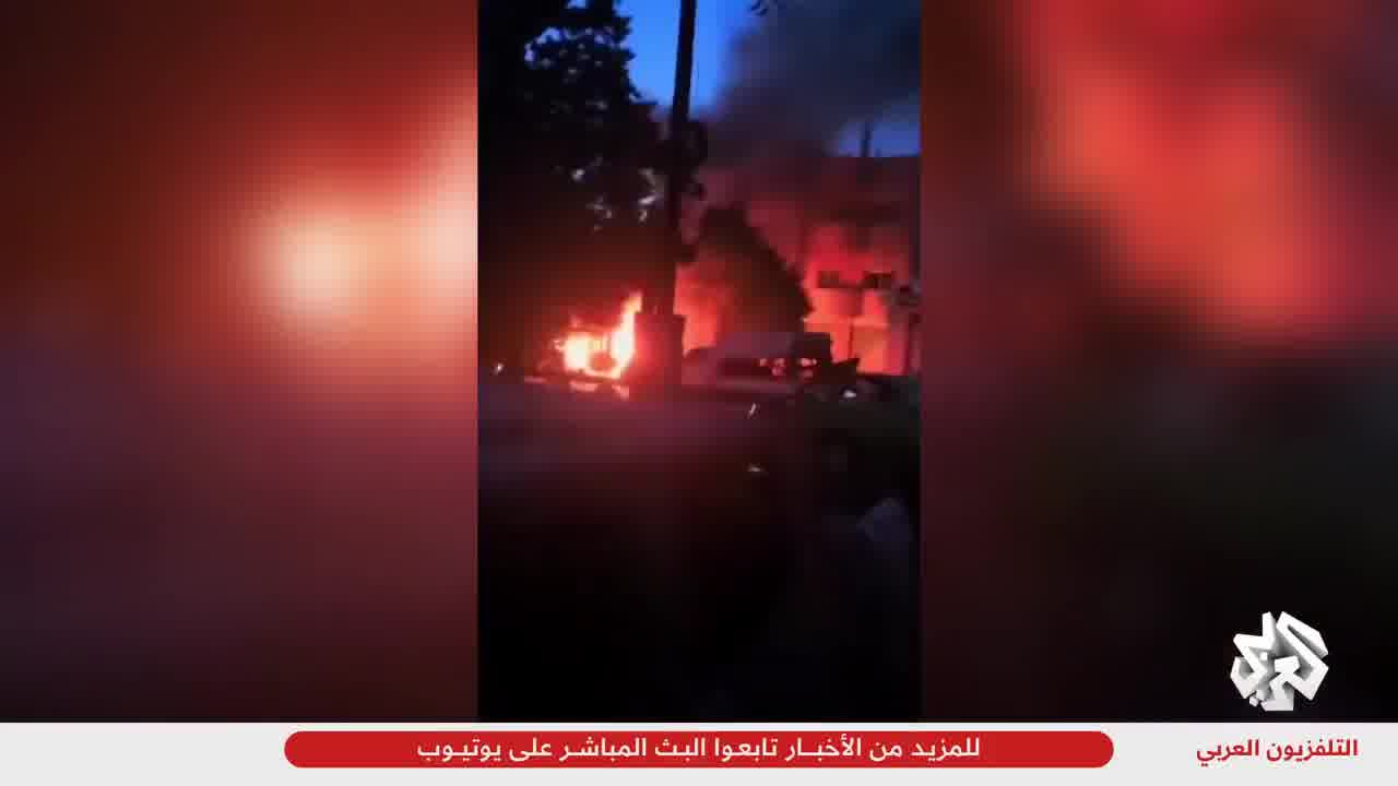 Footage of an Israeli airstrike targeting a Syrian security forces checkpoint at the entrance to the city of Sweida