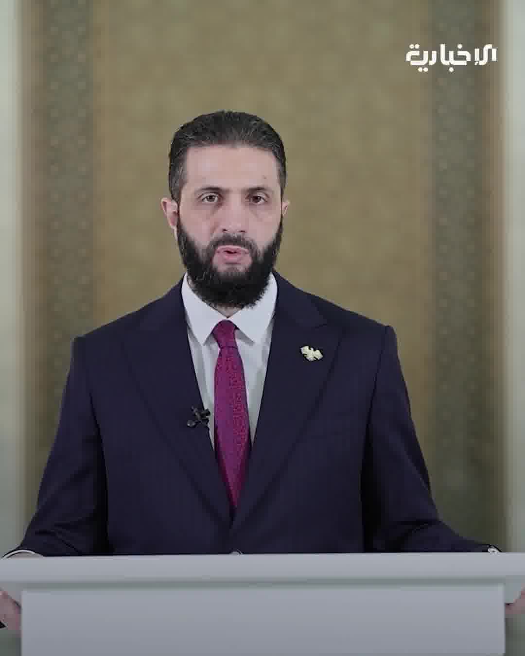 President Ahmad al-Shara' in his speech on the recent events in Sweida Governorate: The tribes have proven throughout their history their honorable stances in standing by the Syrian state and providing support and sacrifice in the face of the challenges that the country has faced